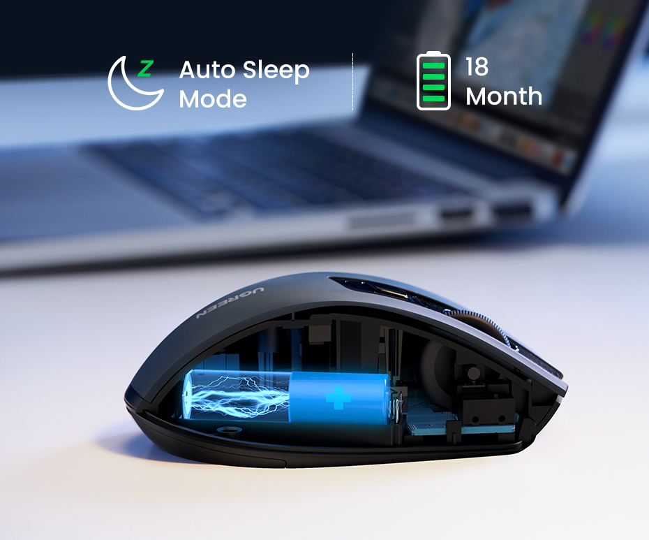 Ugreen Wireless Ergonomic Mouse | 2.4G USB Cordless Silent Mice with Nano Receiver